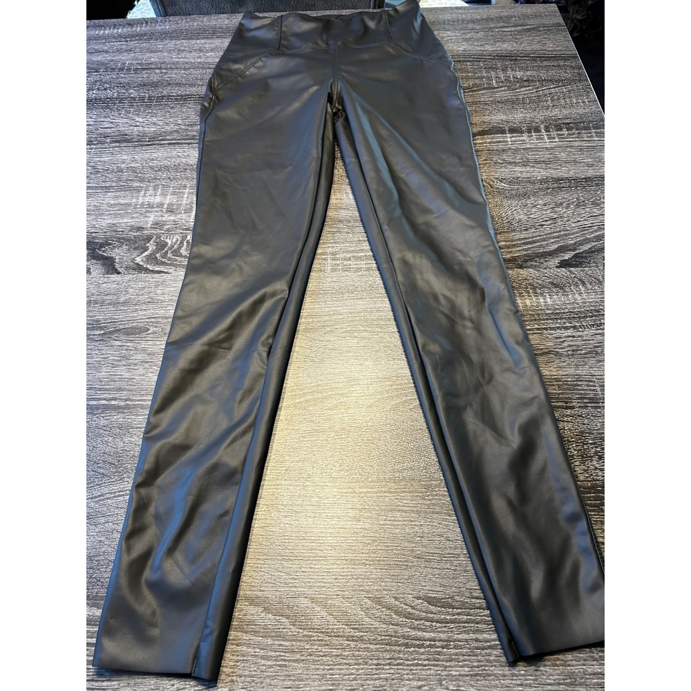 Hunter & Brown Faux Leather High Waist‎ Leggings Black Stretch Size Small